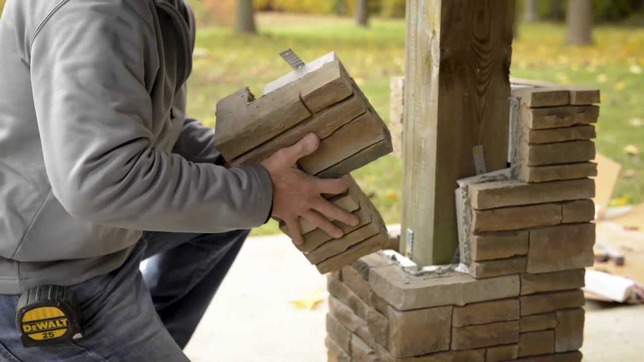 Stone Porch Columns Wrap Installation