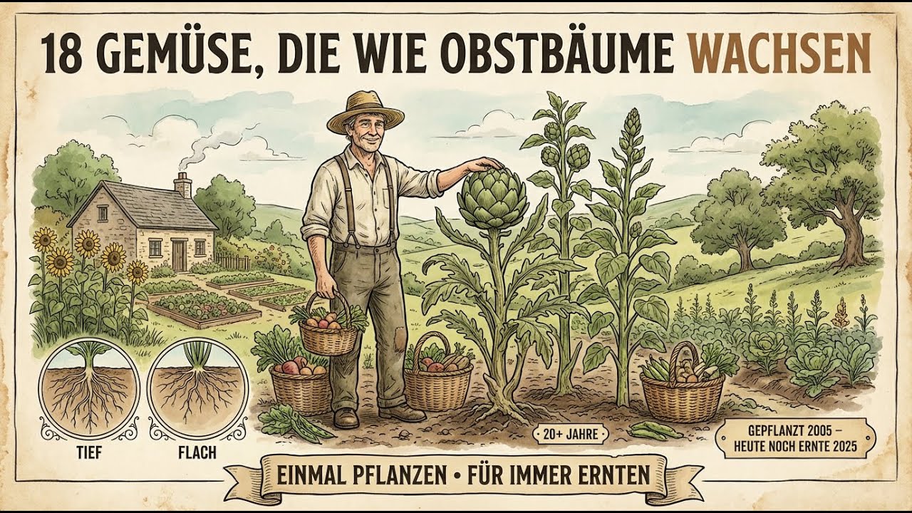 18 Gemüse, die wie Obstbäume wachsen: Einmal pflanzen, für immer ernten 🌱