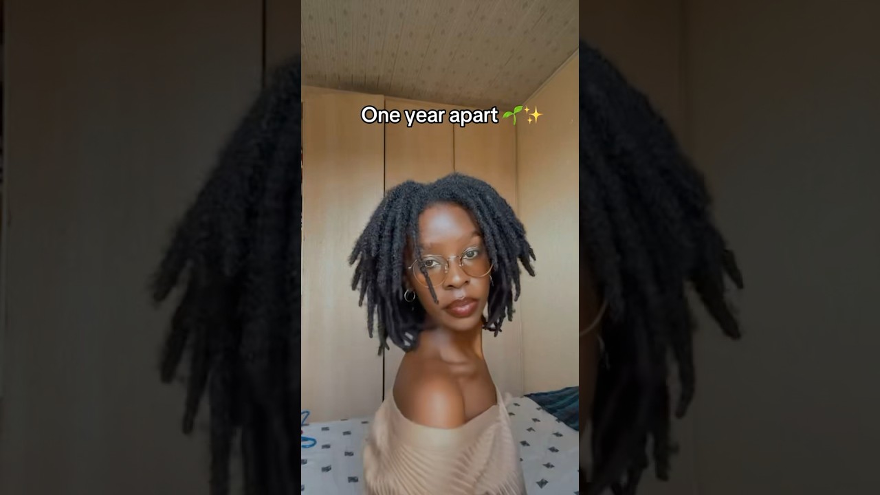 1 year of loc growth. What a difference 🌴👑 #locs #locjourney #naturalhair #shorts #summer