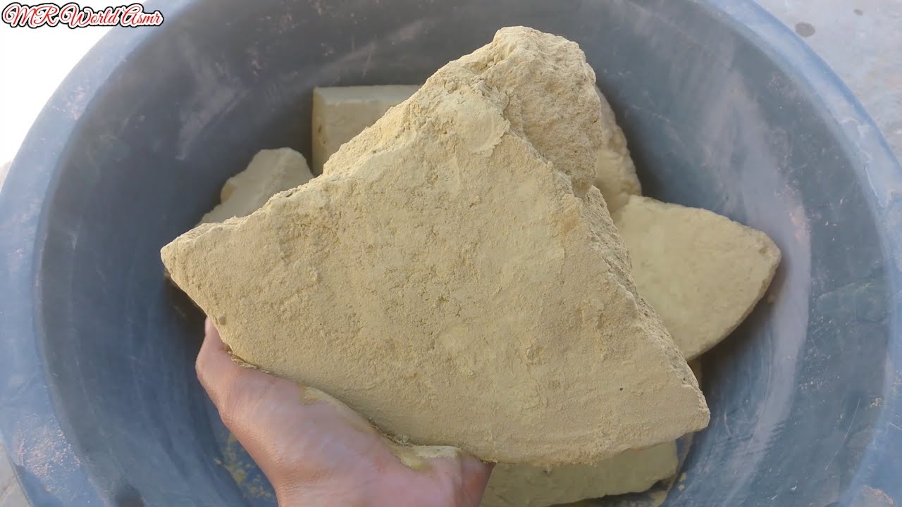 New fully dry crumbling video of yellow mud dirt🔥 with satisfying crumbling video
