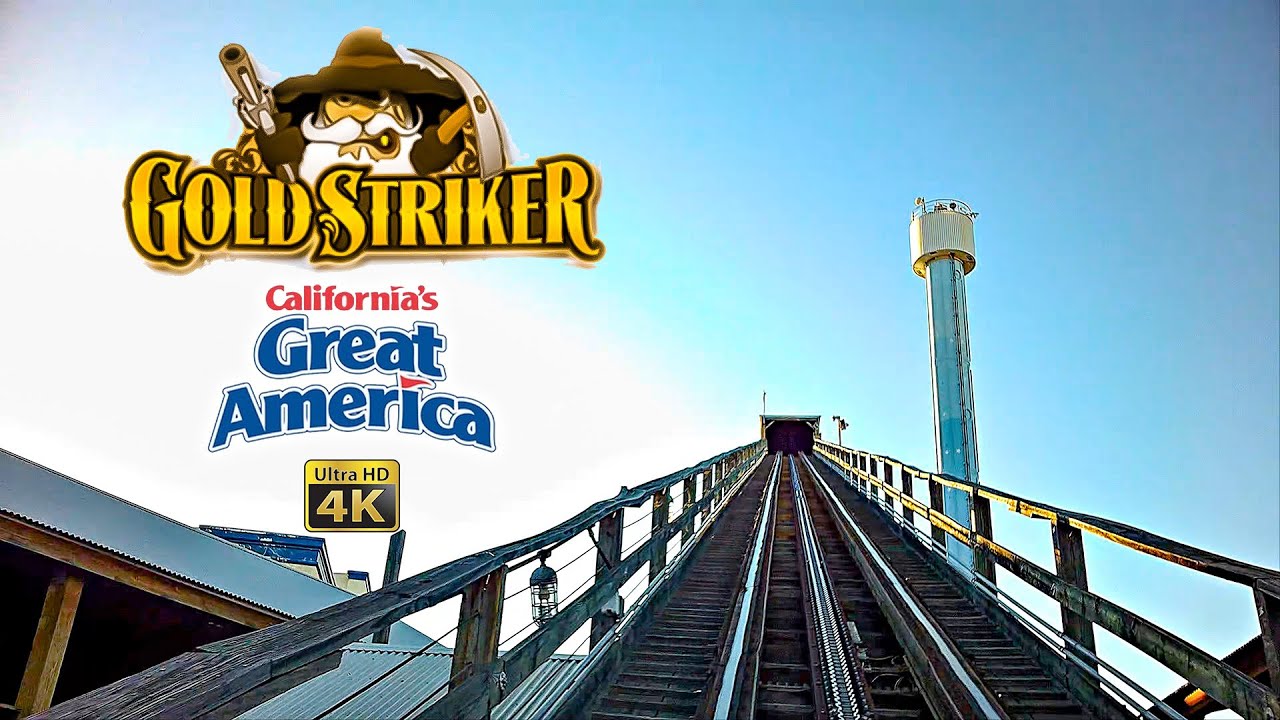2024 Gold Striker Roller Coaster On Ride Front Seat 4K POV California's Great America