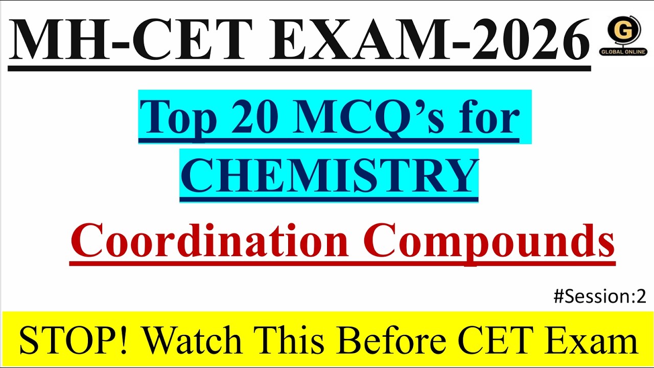 Coordination Compounds Important Questions | Chemistry MCQs | MH CET 2026 | Class 12 PYQs