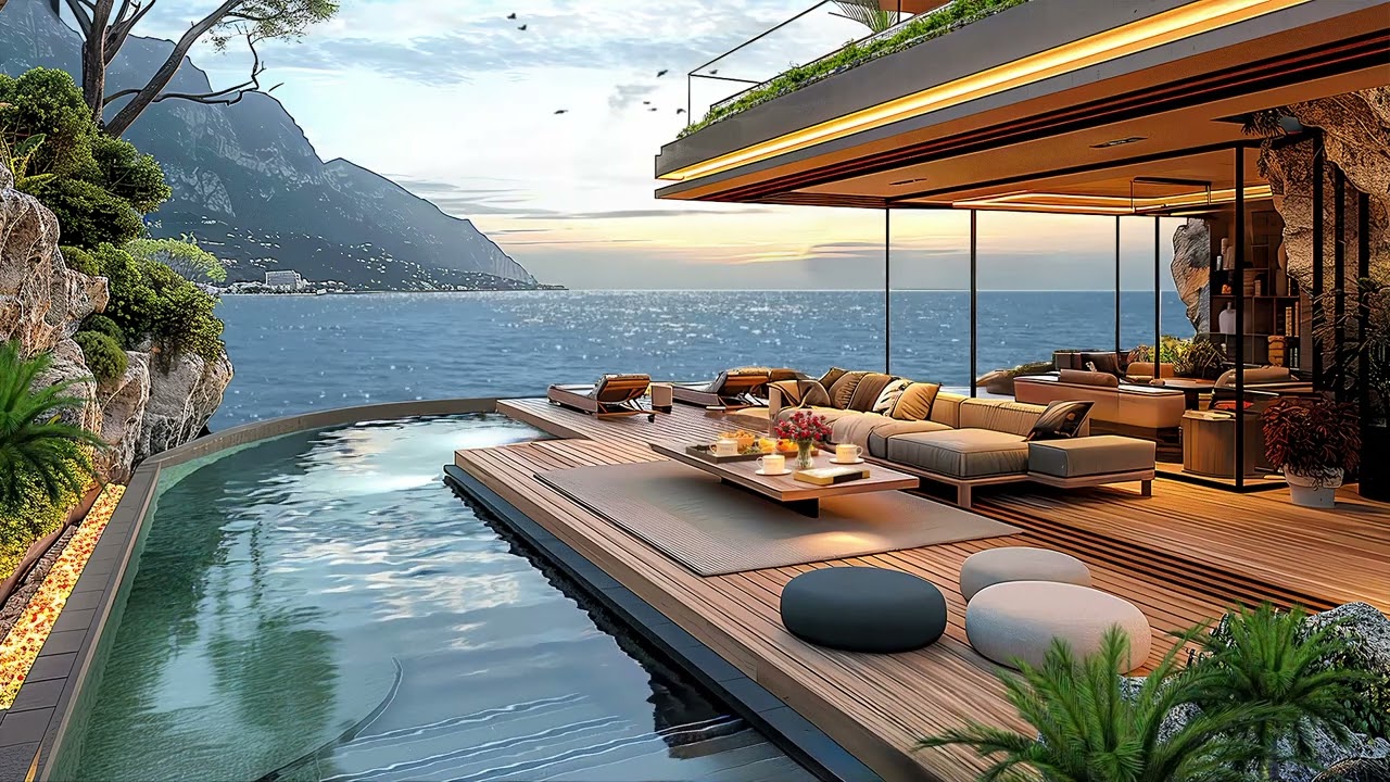 Smooth Bossa Nova Jazz Instrumental Music with a Sea View At The Resort & Calm Waves Sound for Relax