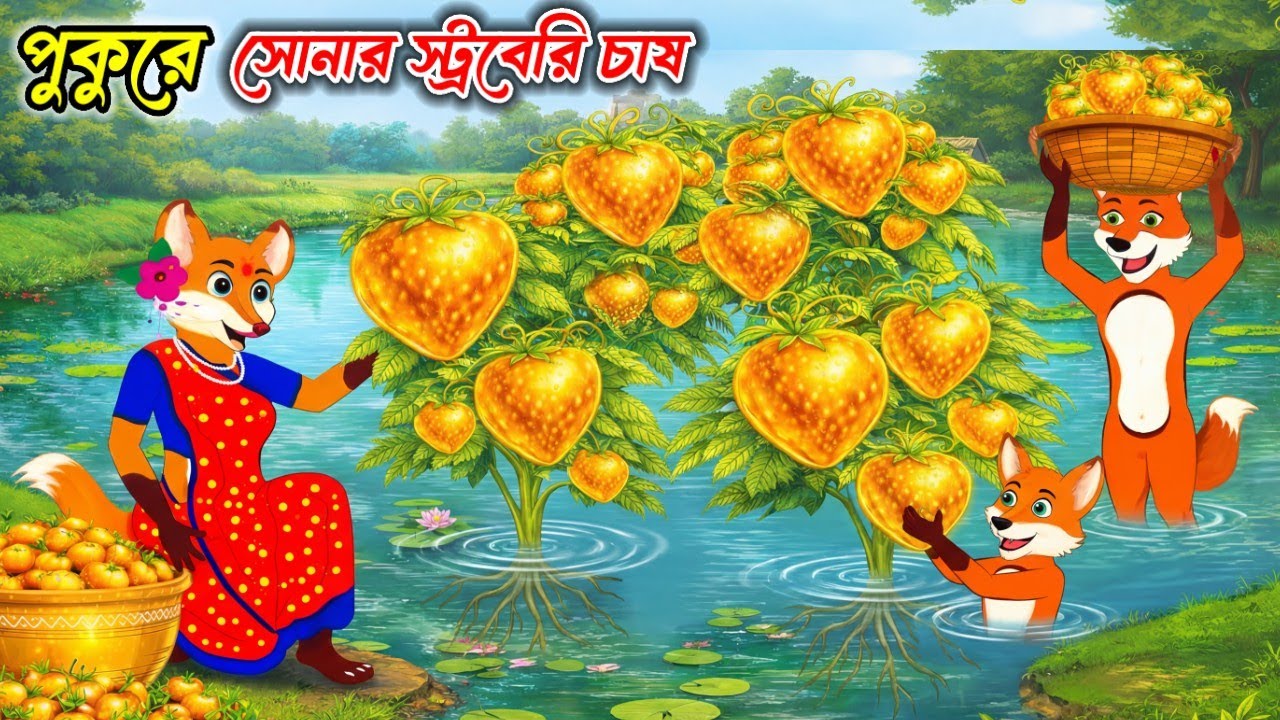 পুকুরে সোনার স্ট্রবেরি  চাষ| Bangla cartoon | Cartoon video|Siyaler cartoon |Rupkothar golpo|Cartoon
