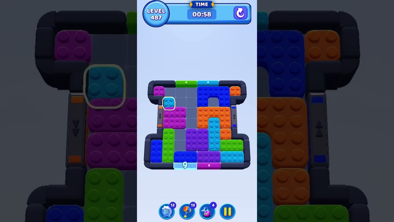 Color Block Jam Level 487 Solution Walkthrough #colorblockjam #gaming #colorblockjamgame #games