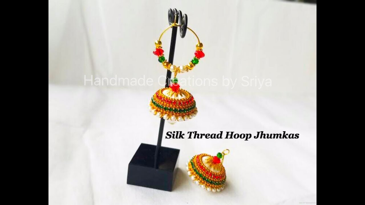 How To Make Silk Thread Jhumkas Hoop Style||Ring model Silk Thread Jhumkas