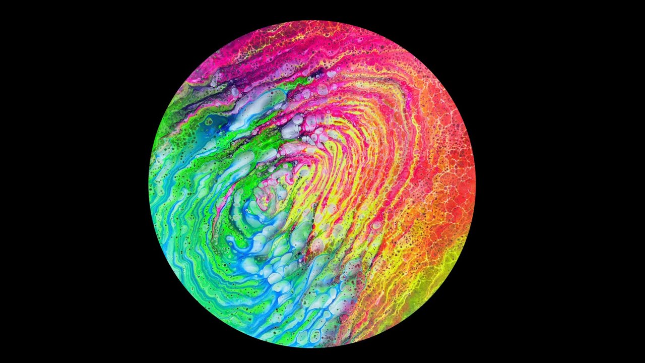 313 Acrylic Painting: Another Neon Fluid Art Split Cup Cloud Pour #fluidart #abstractart #artist