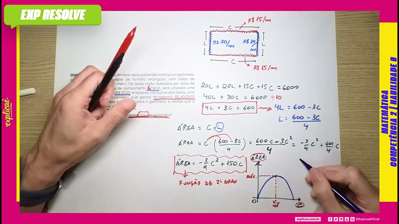 UM FAZENDEIRO PRETENDE CONSTRUIR UM GALINHEIRO OCUPANDO UMA REGIÃO PLANA DE FORMATO | MATEMÁTICA