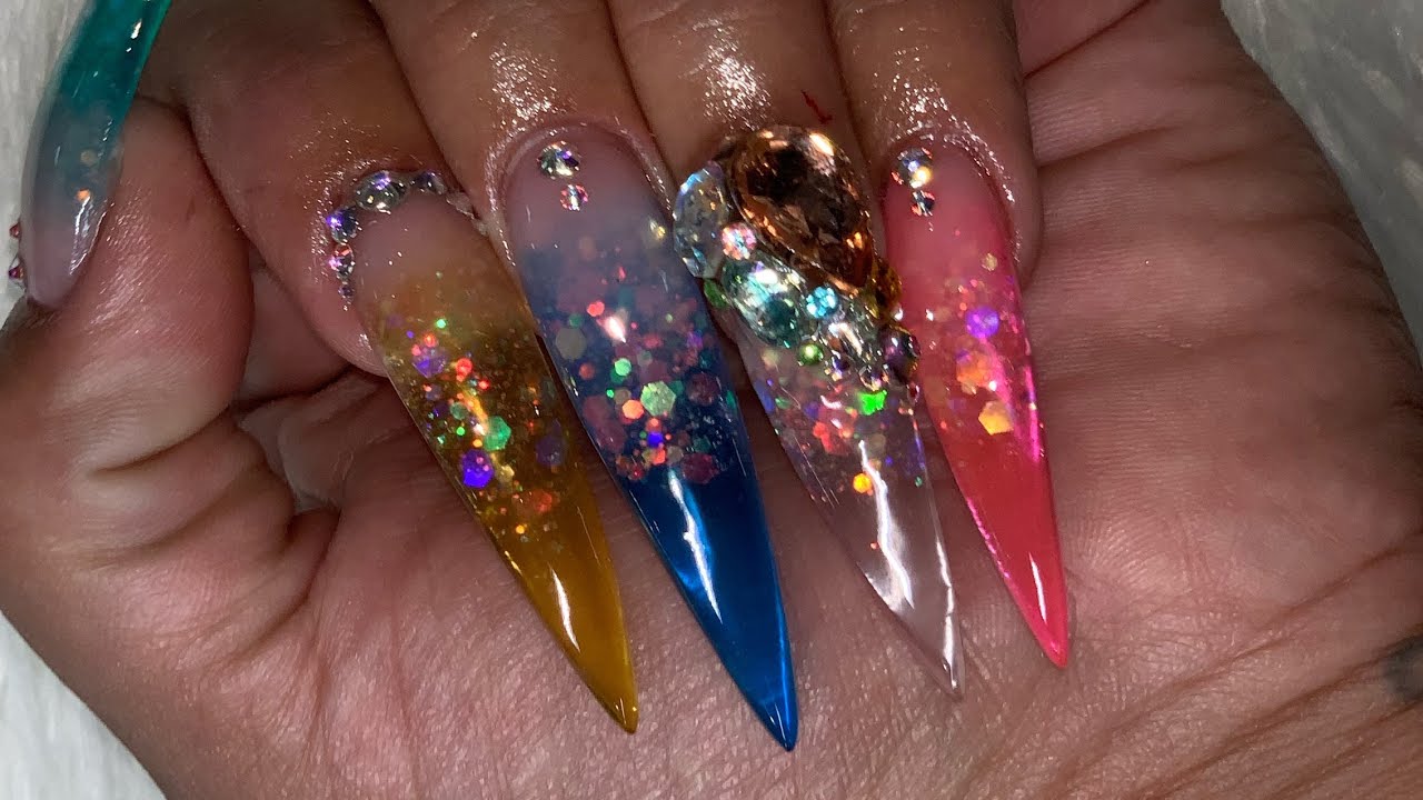 Watch me do my nails | Nail play time | Encapsulating jelly gel polish | Using polygel for stones