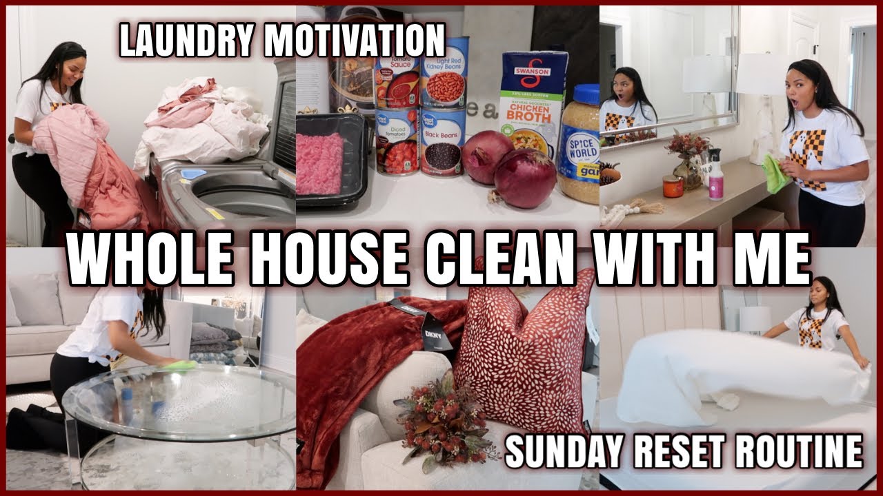 WHOLE HOUSE ALL DAY CLEAN WITH ME | SUNDAY RESET ROUTINE | LAUNDRY + COOKING + CLEANING MOTIVATION