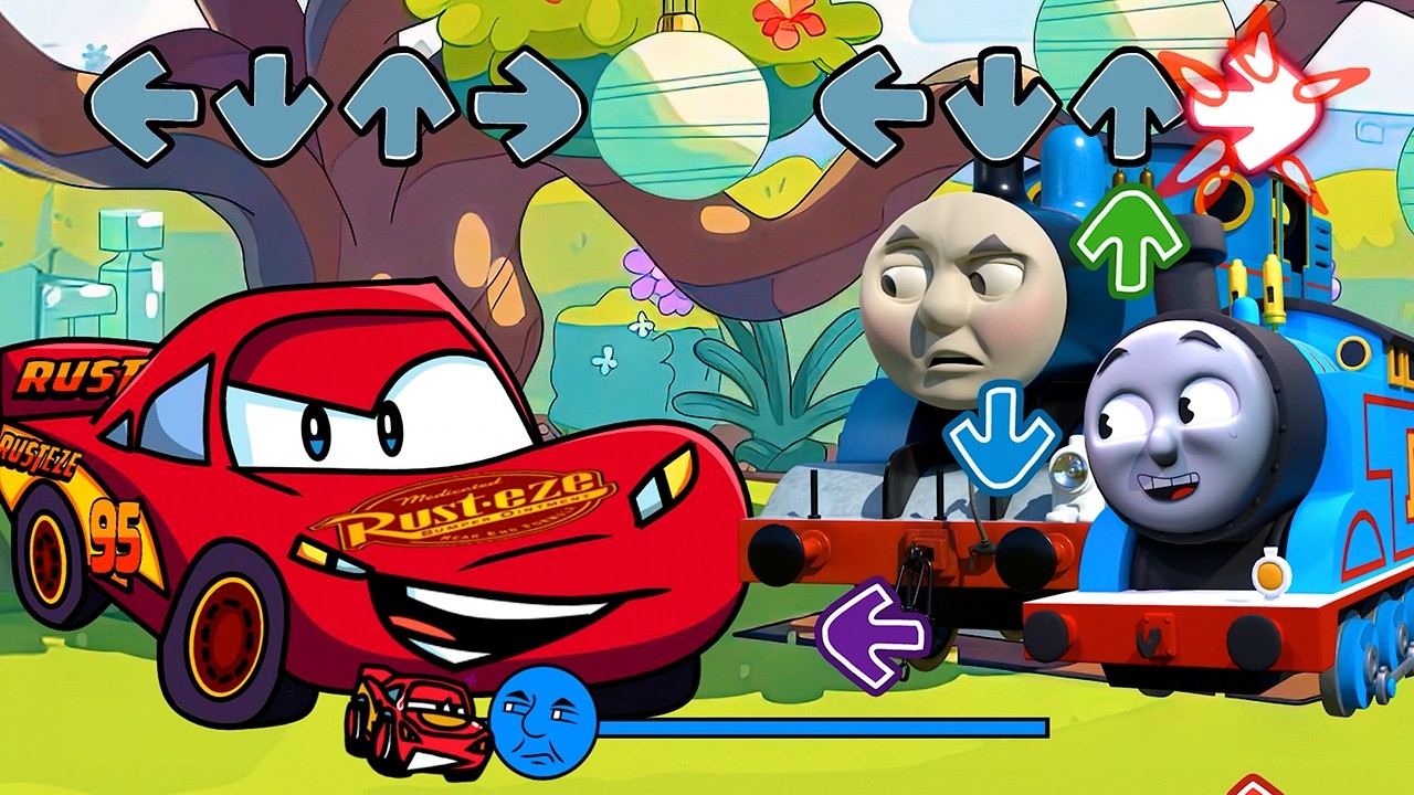 FNF [SWAP] ALL OC McQueen VS 3D Thomas & Baby Thomas (Can Can) - Friday Night Funkin'