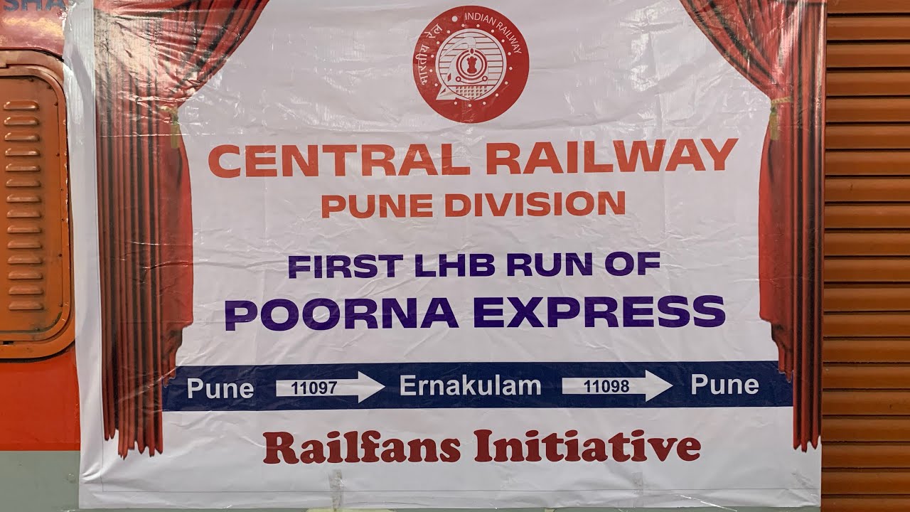 11097 Pune Ernakulam Poorna express with 1st LHB run, loco incharge PUNE WDP4D.