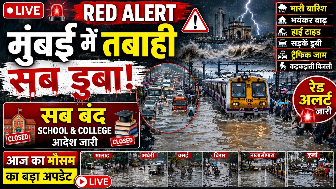🔴 LIVE: मुंबई में भारी बारिश जारी! जलभराव से हालात खराब | 4 July Mumbai Rain Live | IMD Alert