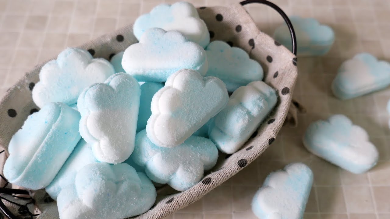 雲朵泡澡錠 - cloud shape fizzing bath bomb making with simple ingredients