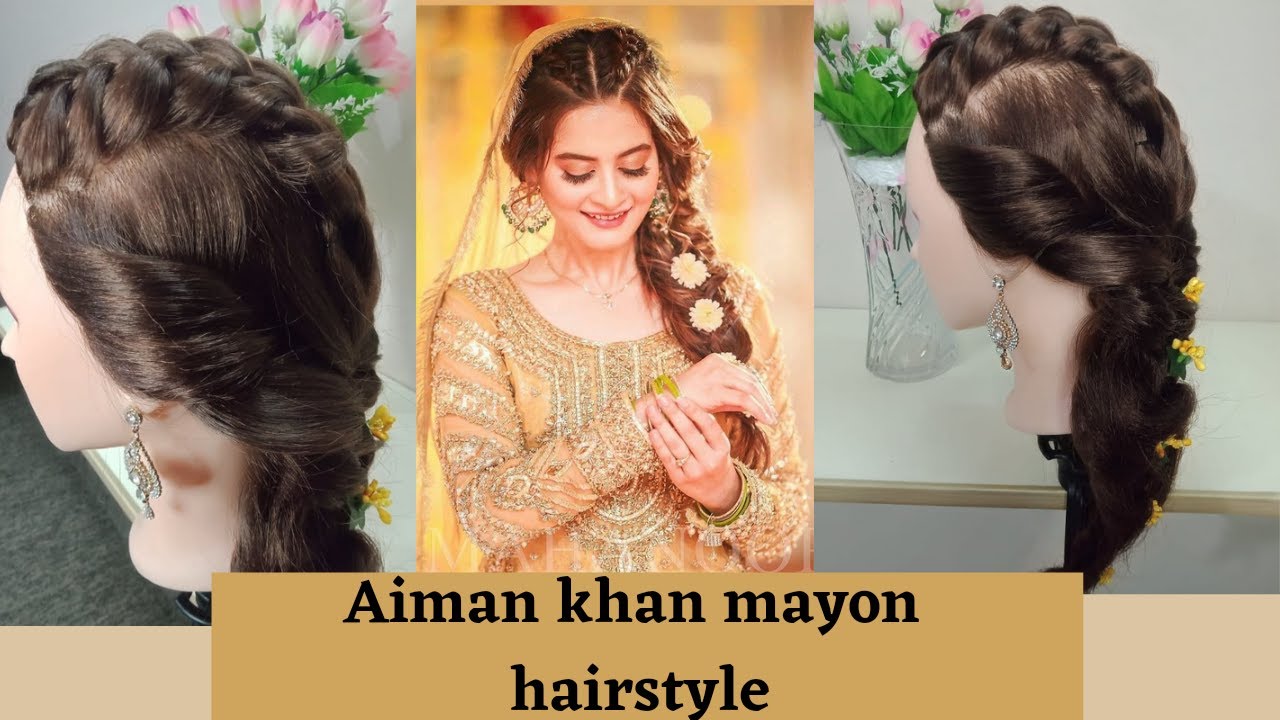 Aiman Khan mayon hairstyle💛 Aiman Muneeb Wedding| Mehndi hairstyle| MAKEOVER BY ALINA