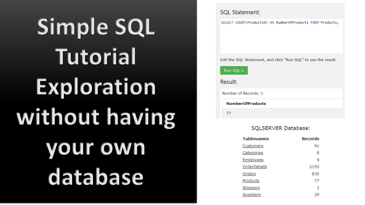 Simple SQL Tutorial Exploration without having your own database #SQL #Beginner #SQLSERVER #Database