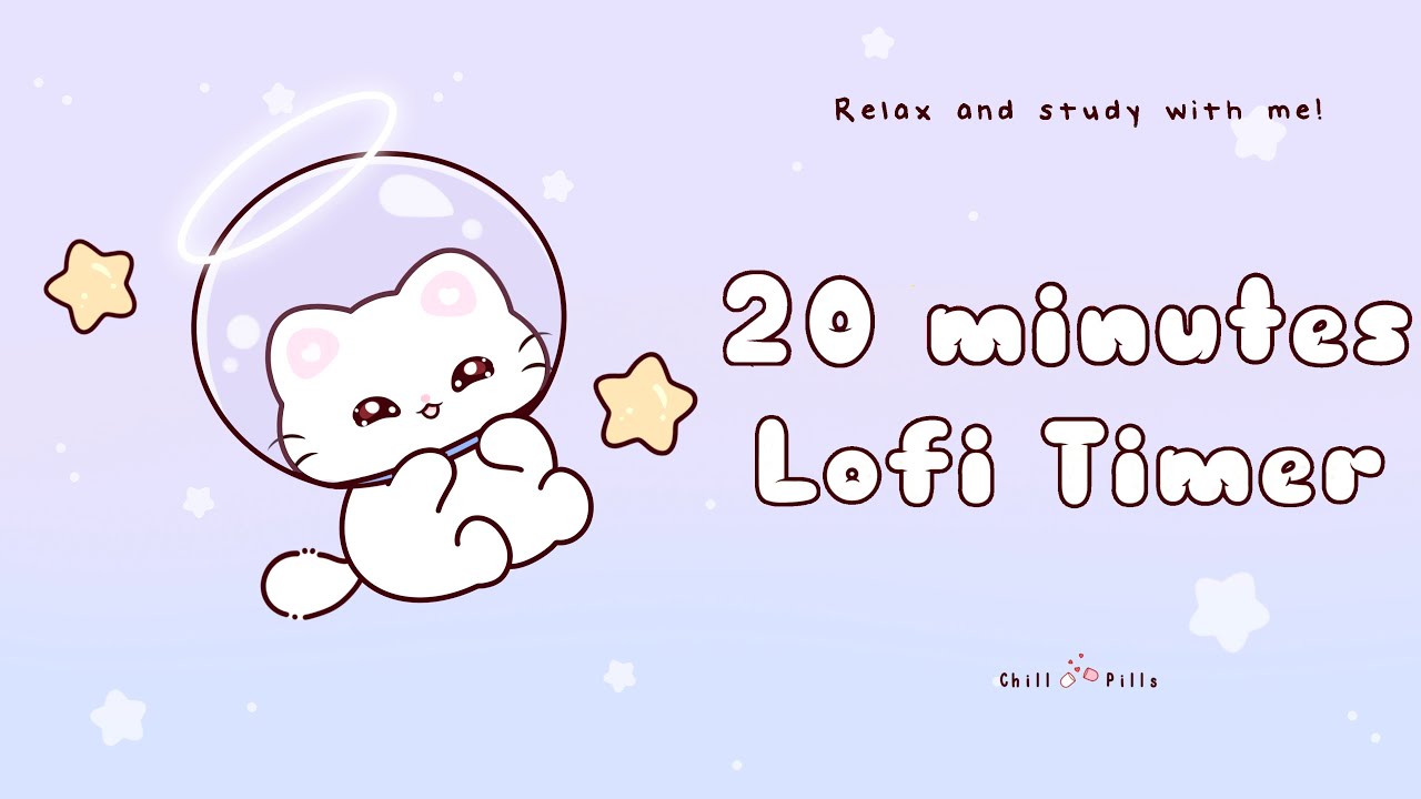 20 minutes - Relax & study with me Lofi | Space kitty #timer #20minutetimer  #lofi #relaxing #calm