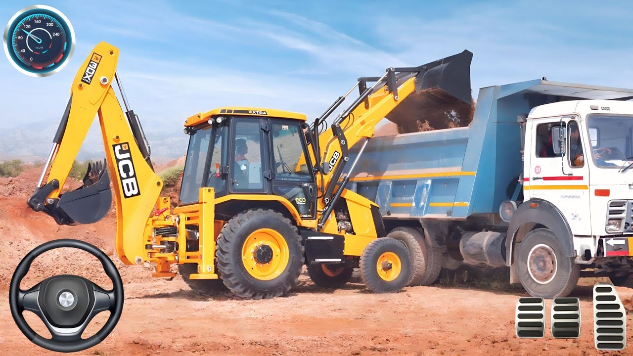 Backhoe Loader JCB Simulator Transport Game || Track JCB Drawing || Android Gameplay 