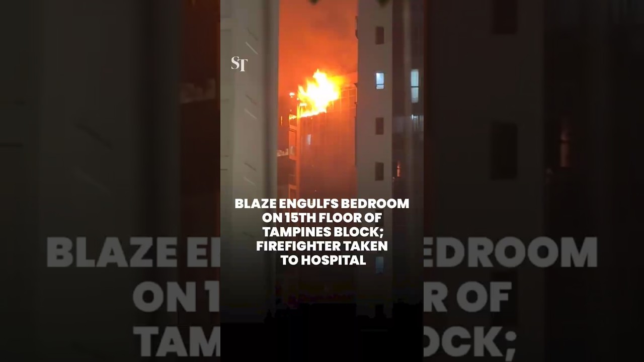 Blaze engulfs bedroom on 15th floor of Tampines block; firefighter taken to hospital