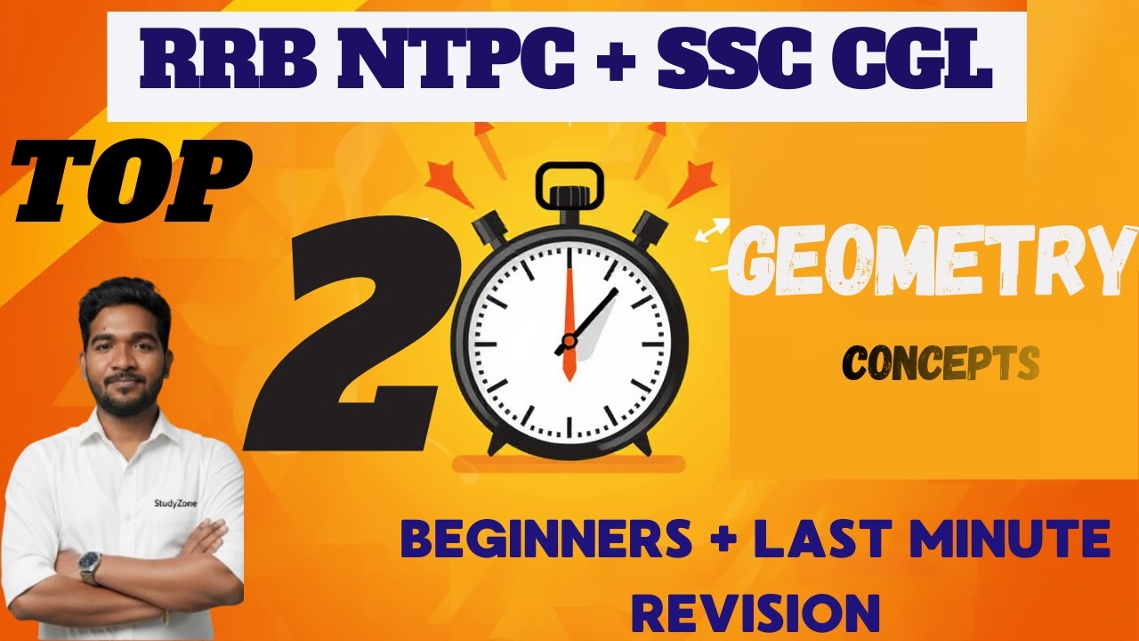 GEOMETRY Maths Marathon | Top 20 Concepts in One Video |  RRB CGL CHSL MTS