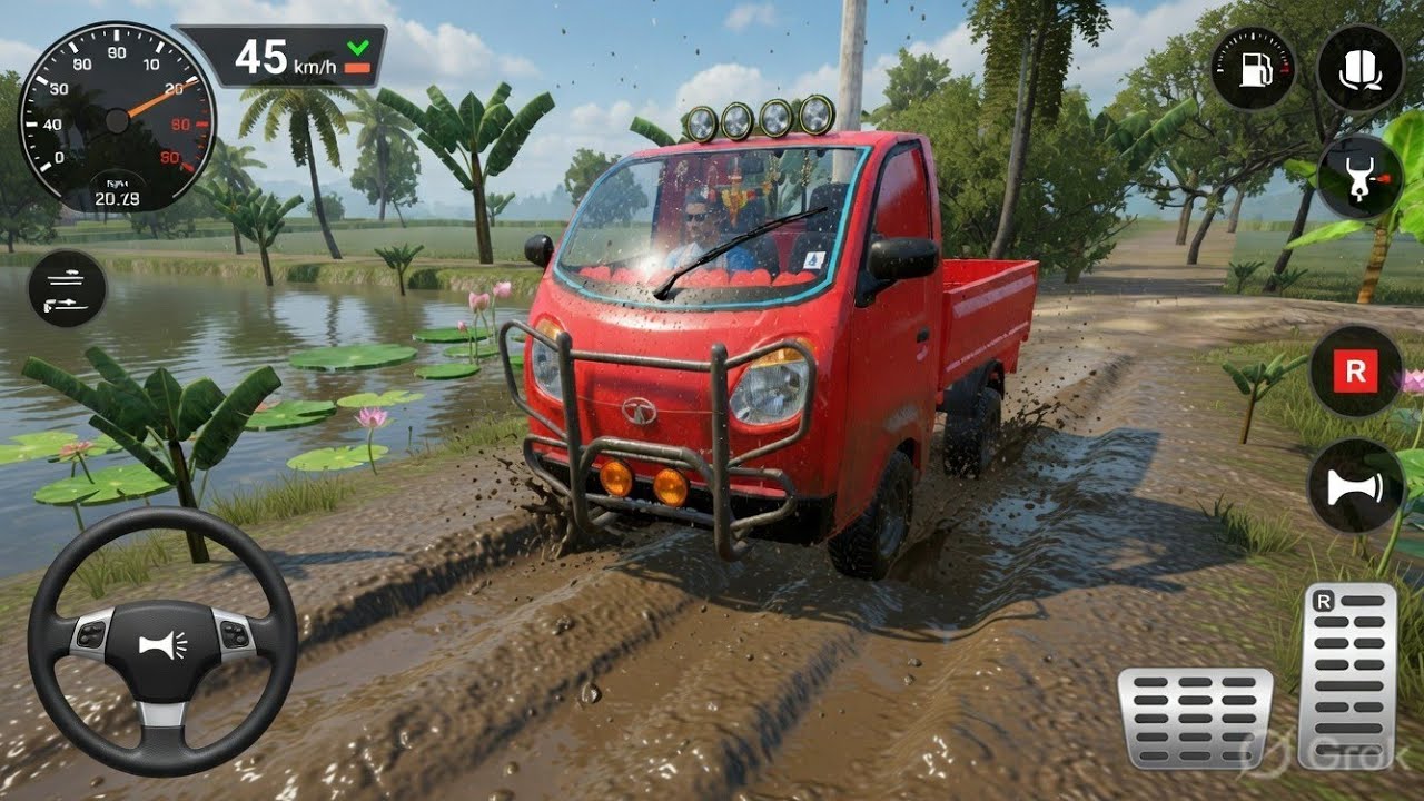 Tata Ace zip Mud Village off-Road Drive 😱 | Water Service | BUSSID Gameplay 