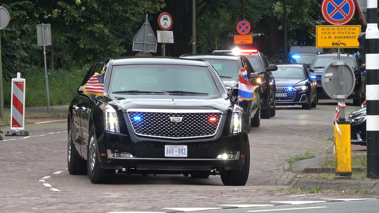 🇺🇸🇳🇱 NATO SUMMIT 2025! MOTORCADE PRESIDENT TRUMP IN THE HAGUE!