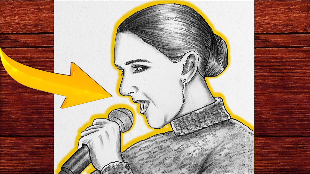 How to draw Celine Dion Portrait - Celine Dion Performance Olympics Drawing - Cizim Mektebi Drawings