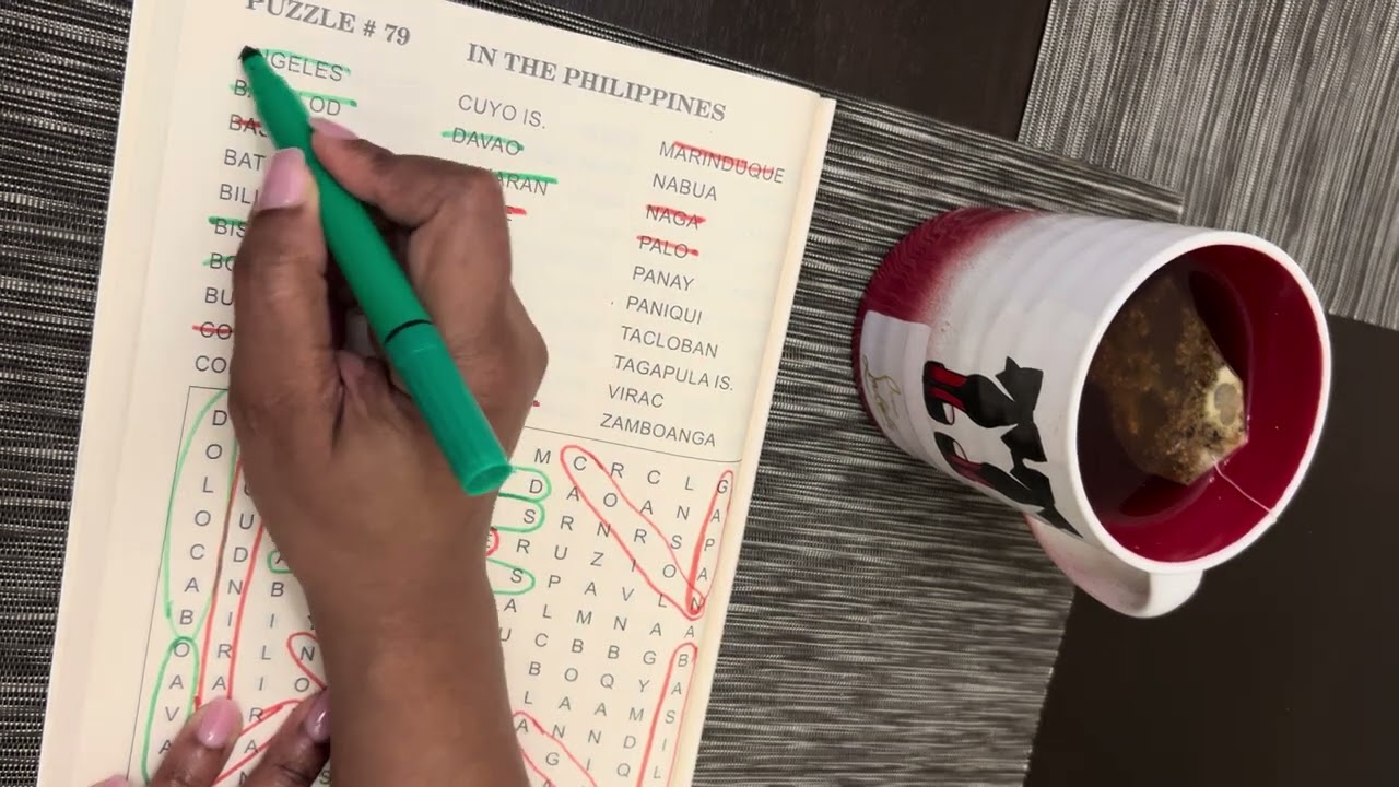 ASMR - Word Search  (Tea and Tapping Sounds) No talking