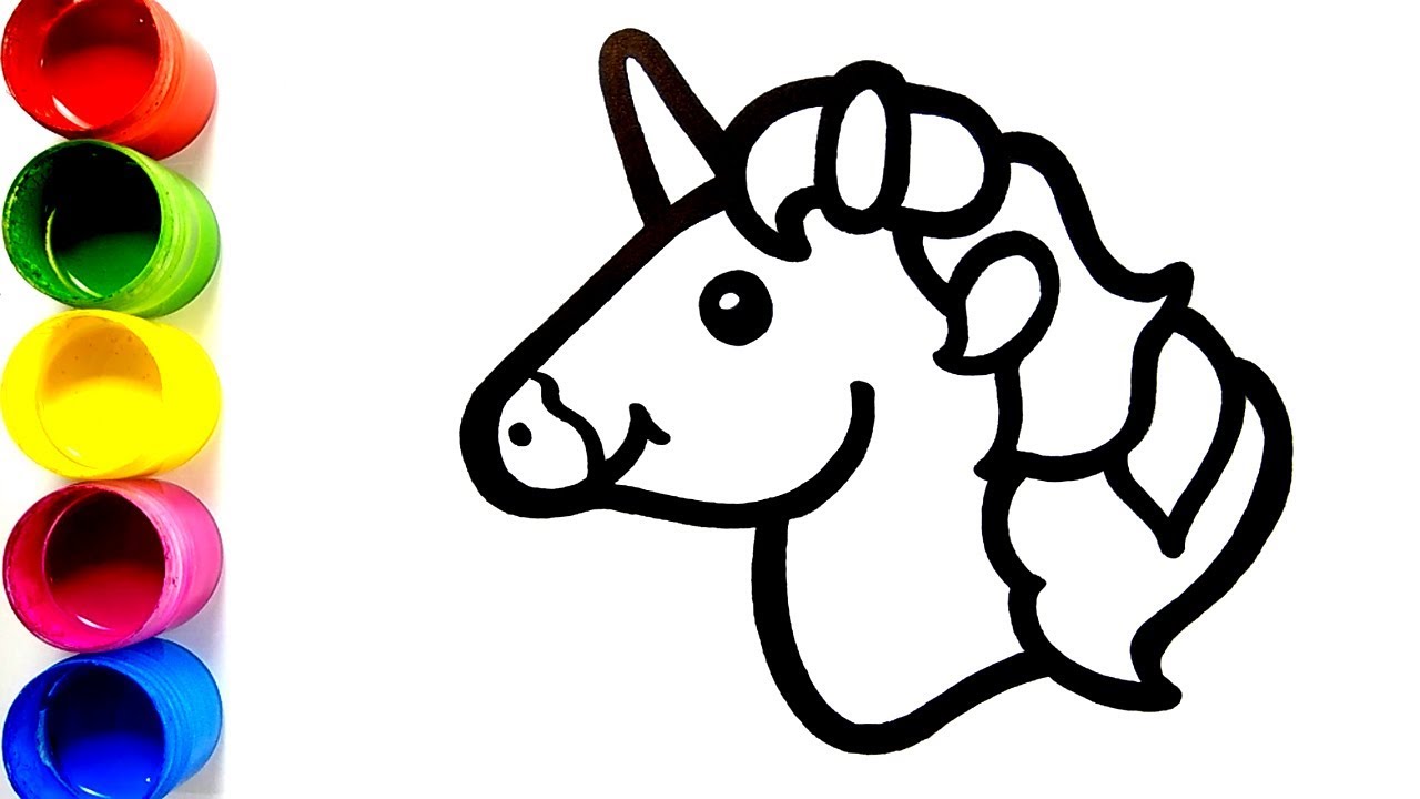 Glitter Unicorn Coloring and Drawing for Kids,Toddlers | How to draw a Glitter Unicorn | Colorsfun