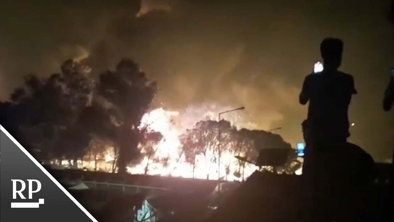 Das Fl&uuml;chtlingscamp Moria auf Lesbos brennt