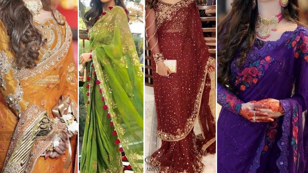 Saree design pakistani and indian-Pakistani saree design for wedding