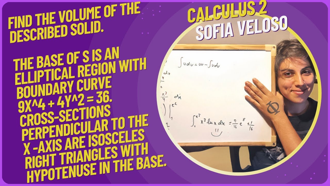 6.2.55 Find the volume of the described solid.The base is an elliptical region curve 9x^2 +4y^2 = 36