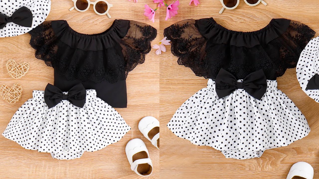 Beautiful Ruffled Baby Top With 2-in-1 Shorts and Skirt Cutting and Stitching | Very Easy Baby Dress