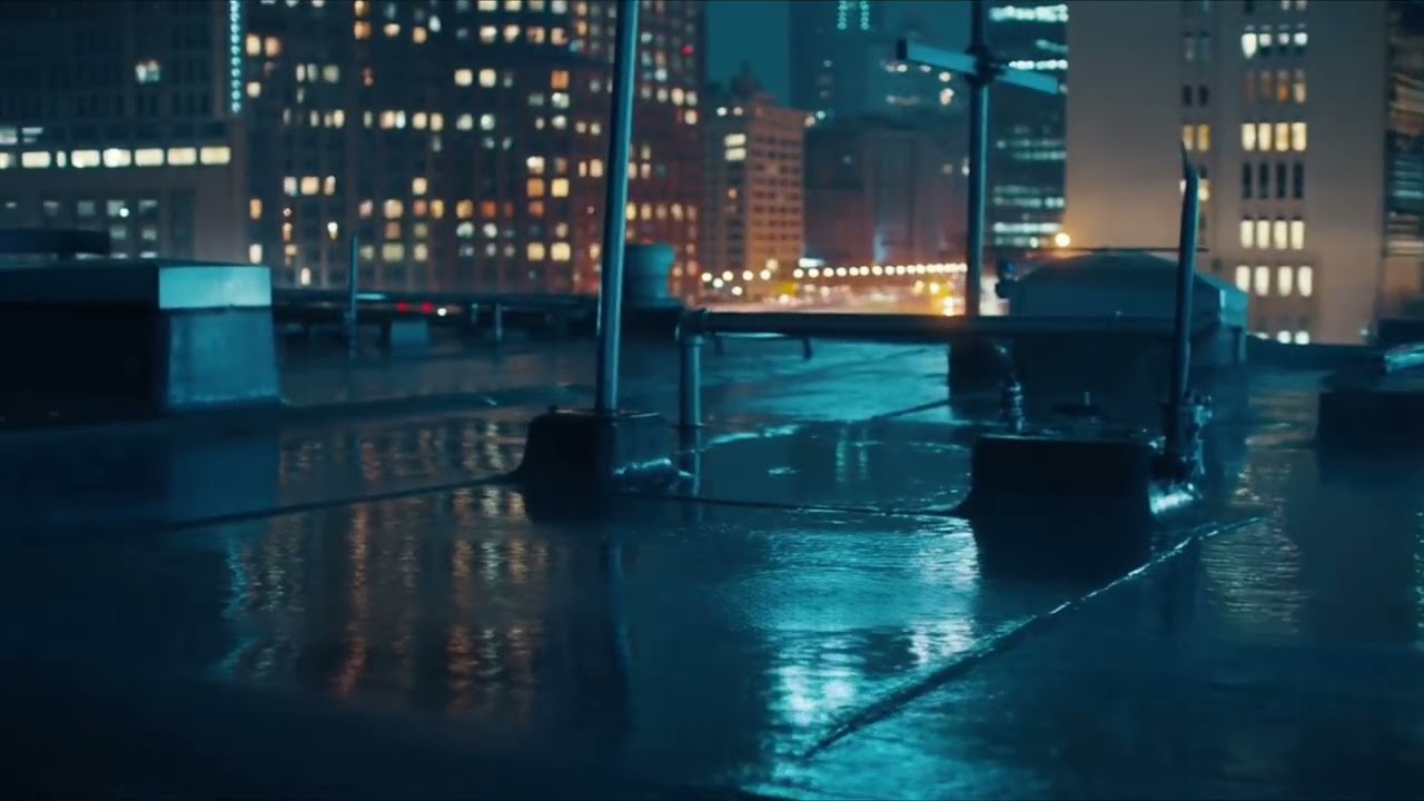 Rainy City Rooftop at Night  | Cinematic Ambience Soundscape