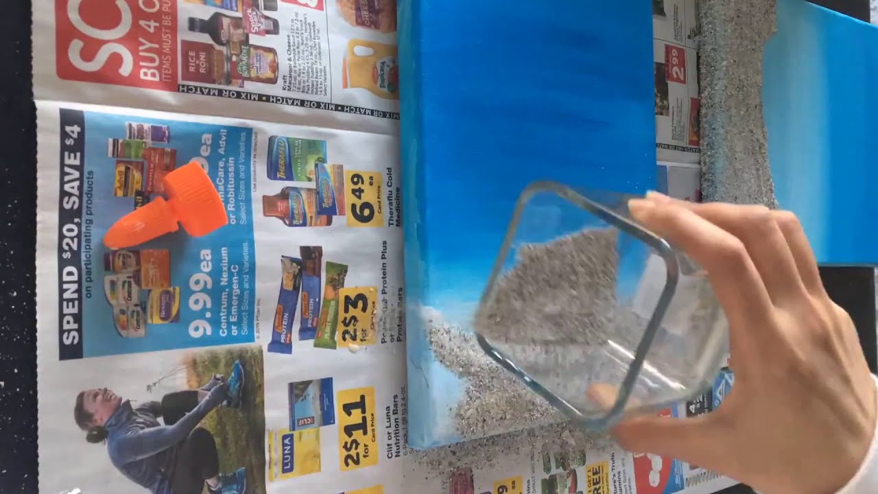 How to use sea-shells and sand on canvas - Beach View Painting!!
