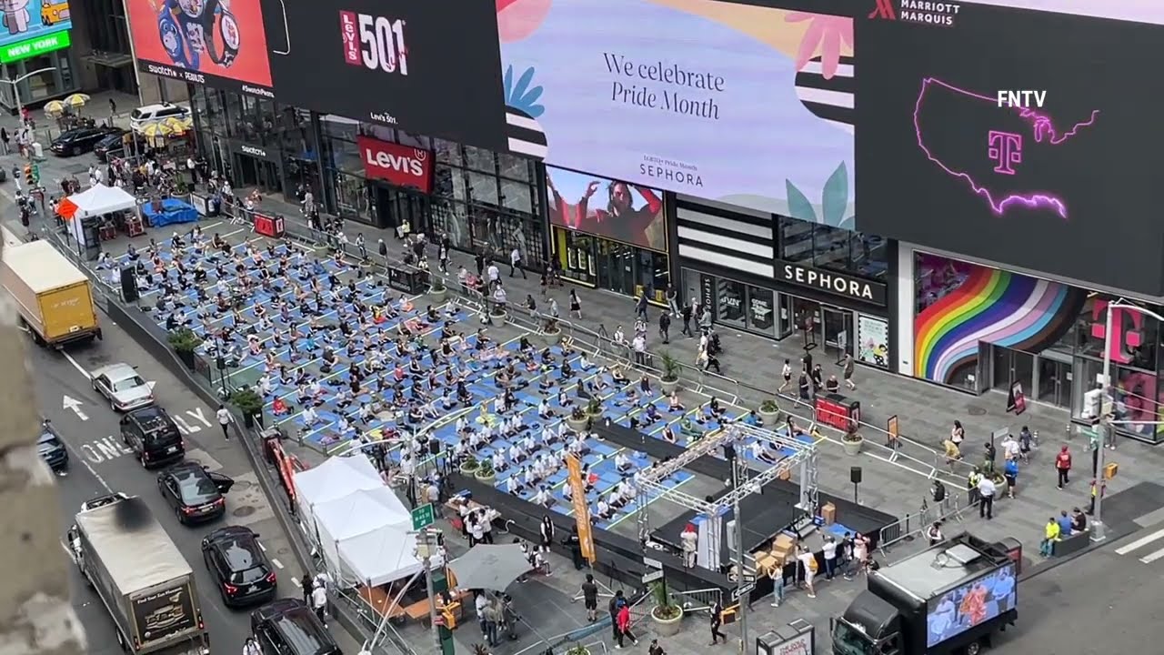 International Day of Yoga in Times Square for Summer Solstice