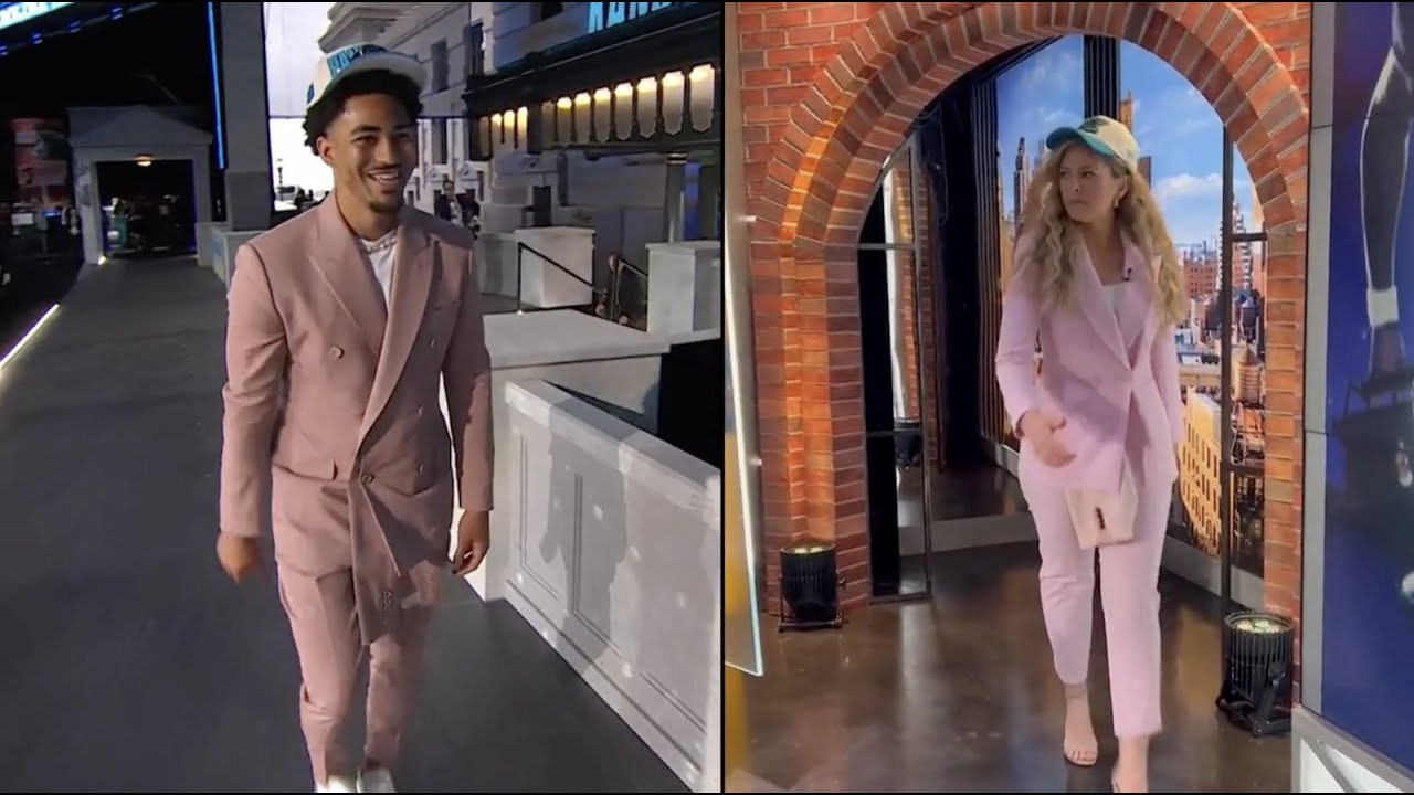 Jamie Erdahl models Bryce Young's draft 'fit on GMFB