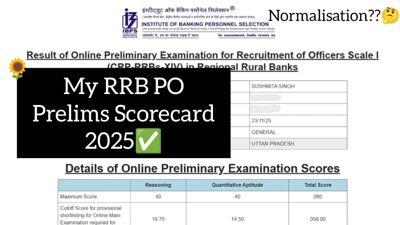 My RRB PO Prelims Scorecard🧿🤞🏻