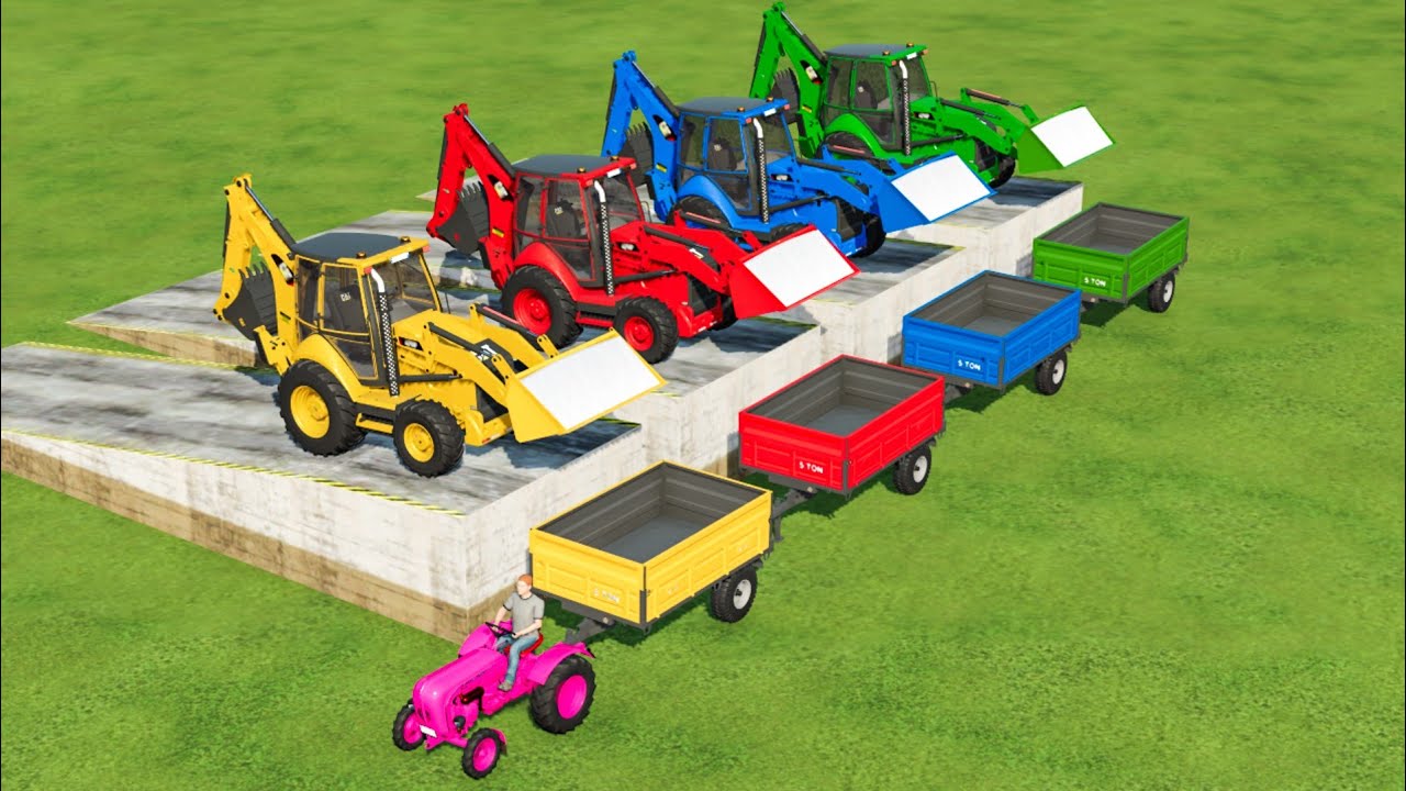 COLOURS OF LOADER ! GRASS LOADING WITH CAT BACKHOE LOADER IN FS22 | FARMING SIMULATOR 22