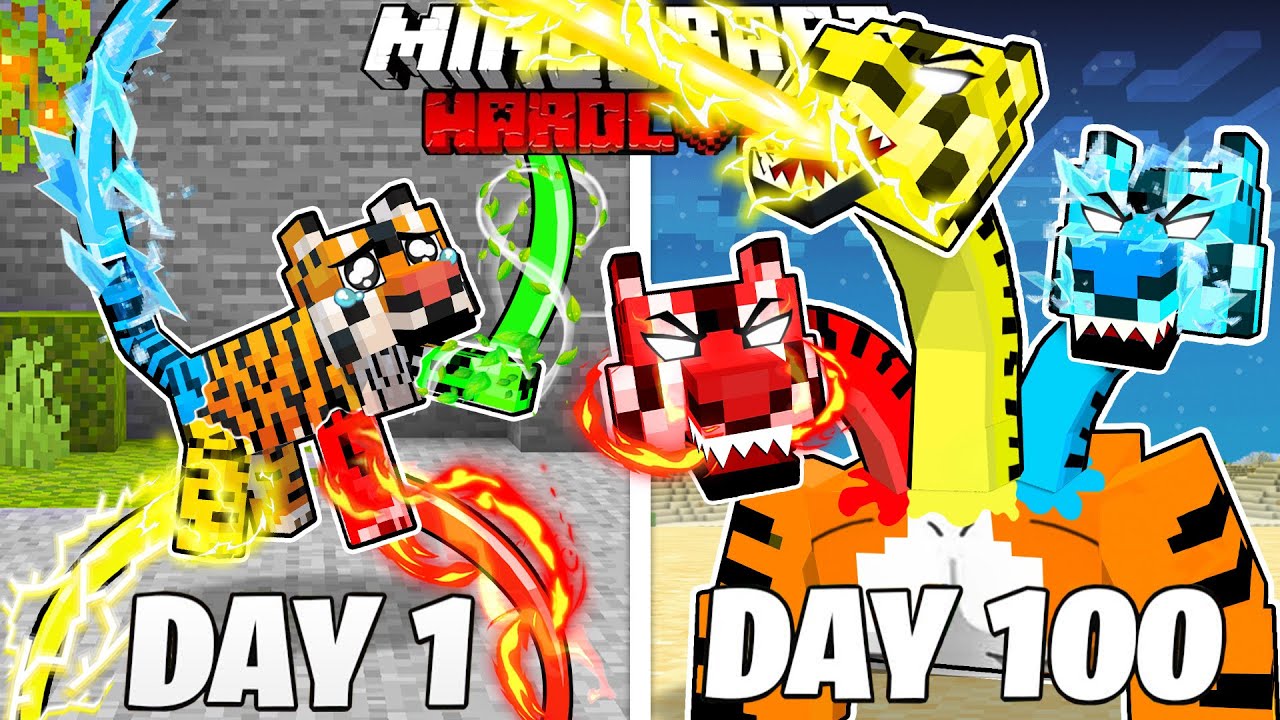 I Survived 100 Days as an ELEMENTAL TIGER in HARDCORE Minecraft