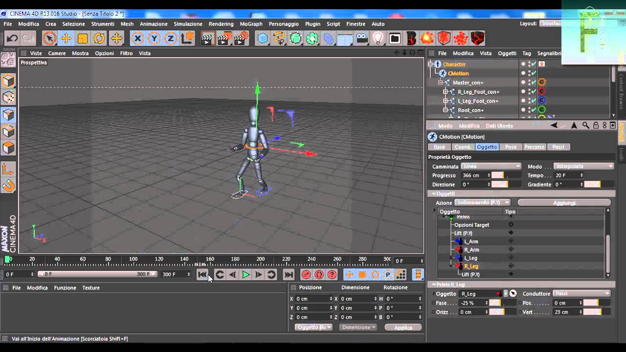 TUTORIAL C4D R13 - ANIMAZIONE PERSONAGGIO PARTE 2 di 3 (FARLO CAMMINARE)