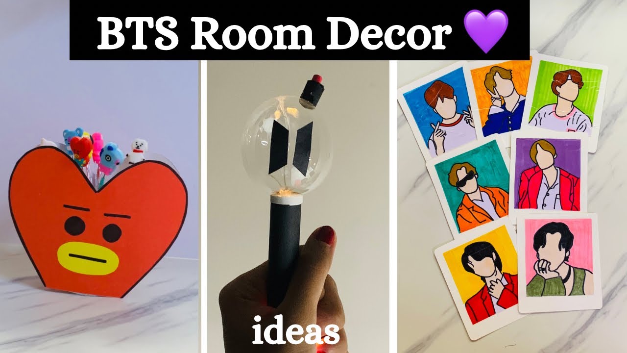 BTS Room decor💜✨ without printer / how to make army bomb/ photo cards without printer / save money