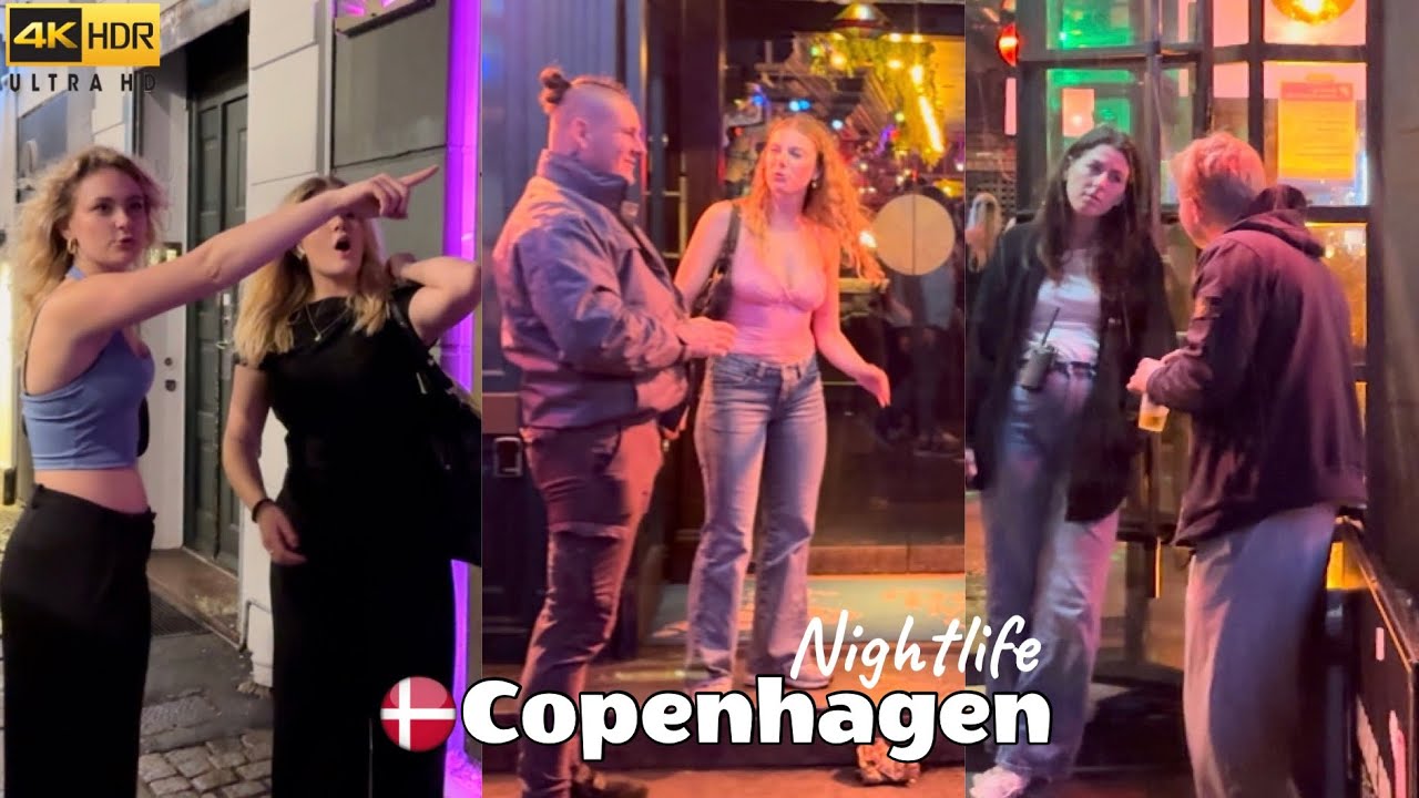 🇩🇰Copenhagen City Nightlife, 4K HDR, Walking Tour In The Rain ☔️ Copenhagen Denmark, October 2023