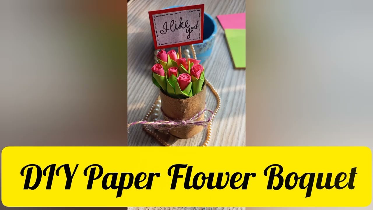 How to Make Mini Paper Rose Pot 🌹 | Cute Handmade Gift Idea #paperflower #diy #viralvideo 