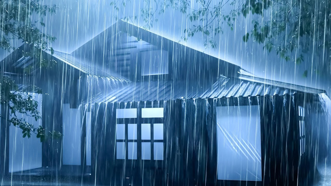 Night Thunderstorm on Metal Roof | Heavy Rain & Distant Thunder for Deep, Restful Sleep | ASMR Rain
