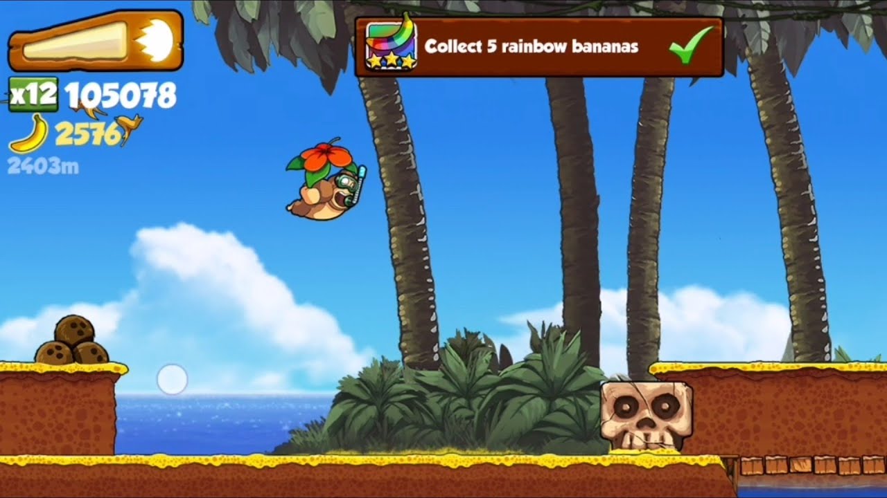 Banana Kong Collect 5 rainbow bananas (In One Run)