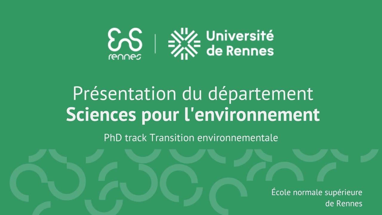 Pr&eacute;sentation du d&eacute;partement Sciences pour l'environnement