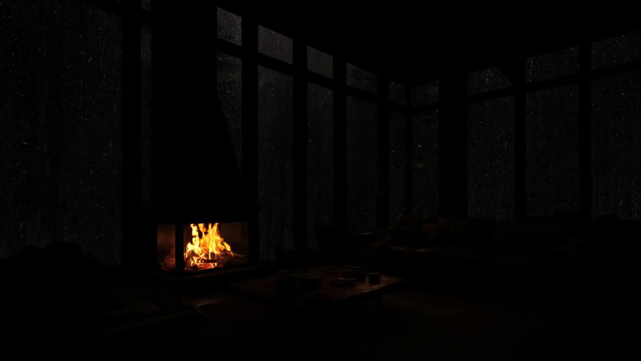 Fireplace and Rain Sounds for Sleeping🔥Relaxing No-Ads Ambience for a Stress-Free, Restful Night🌧️