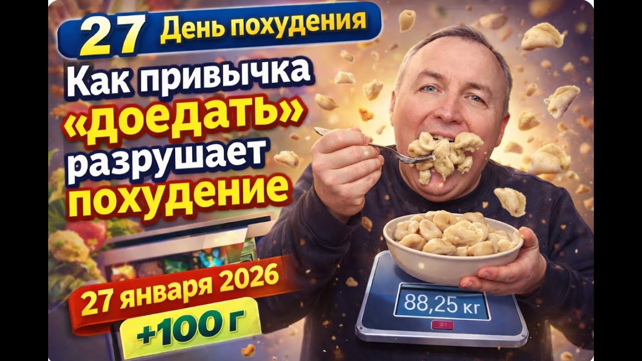 2️⃣7️⃣ День похудения | Как привычка «доедать» разрушает похудение | 27 января 2026 | 88,25 кг | +10