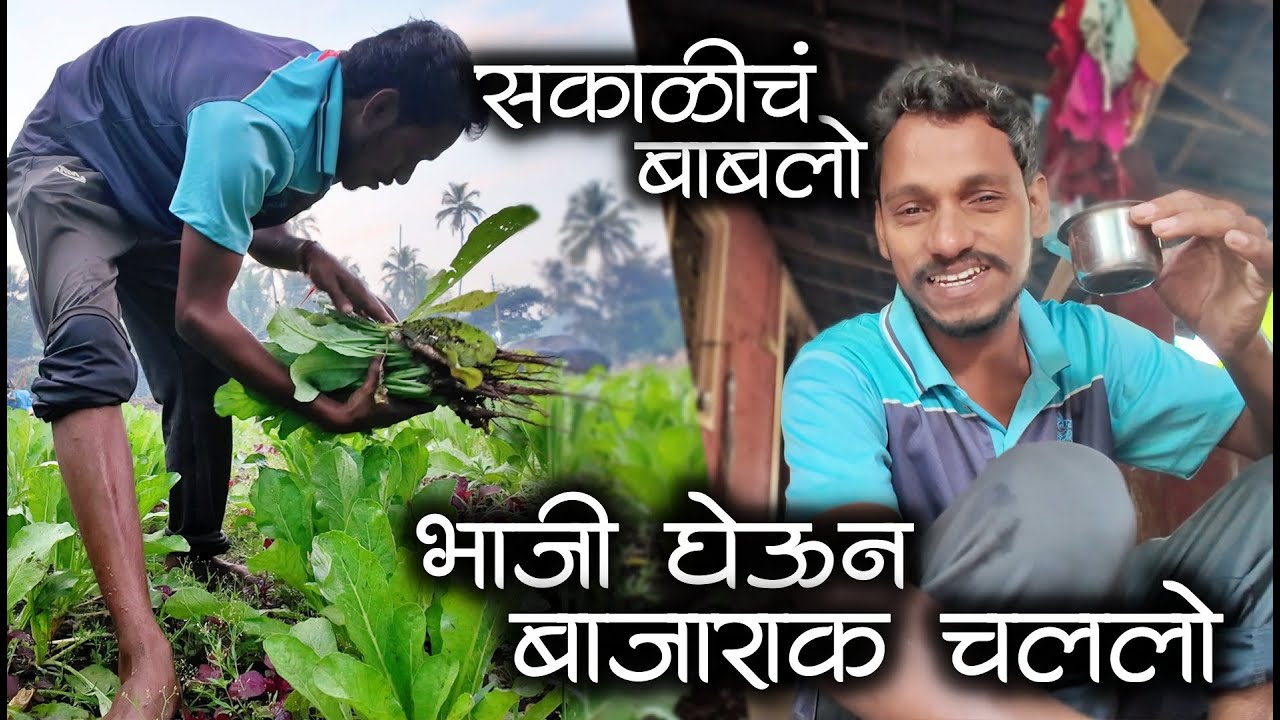 सकाळीचं बाबलो थंडीन कुडकुडलो नी भाजी विकुक बाजारात गेलो | कोकणातला बाजार #कोकणीमाणूस #शेतकरी #kokani